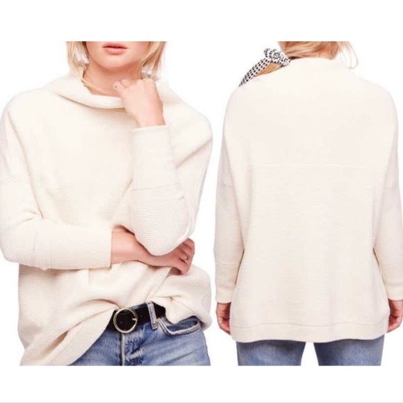 Free People Ribbed Ottoman Slouchy Tunic Sweater, Size Small, Color Cream| EUC - Picture 5 of 14